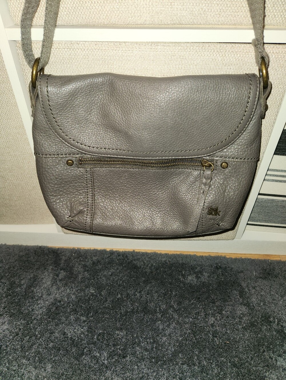 The Sac Grey Leather Crossbody